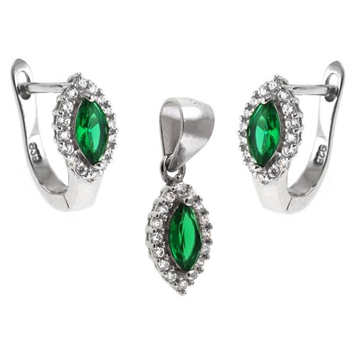 Zielony komplet biżuterii Valerio srebrny 