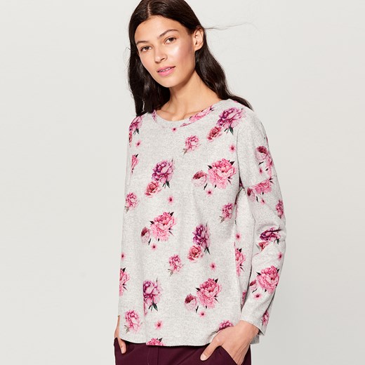 Mohito - Dzianinowy sweter w kwiaty - Szary