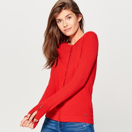 Mohito - Dopasowany sweter z zapięciem na guziki - Czerwony