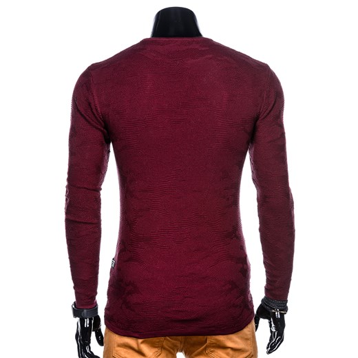 Sweter męski czerwony casual bez wzorów 