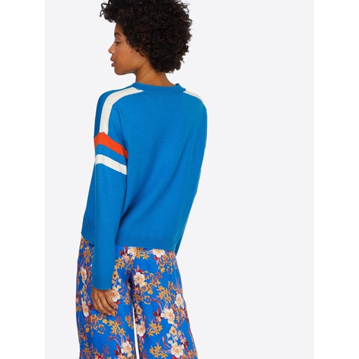 Sweter damski niebieski Pepe Jeans z okrągłym dekoltem w abstrakcyjnym wzorze 