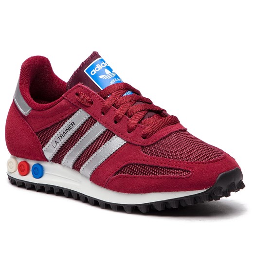 Buty sportowe męskie czerwone Adidas los angeles trainer sznurowane ze skóry ekologicznej jesienne 