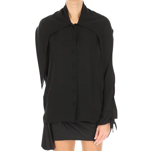 Koszula damska czarna Balenciaga bez wzorów z długim rękawem 