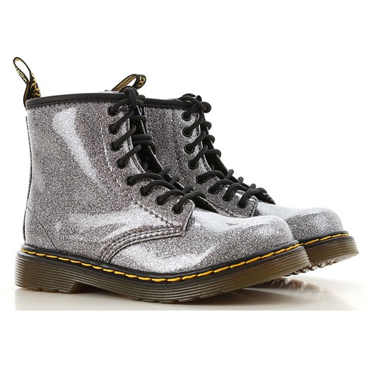 Buty zimowe dziecięce Dr. Martens srebrne bez wzorów wiązane 