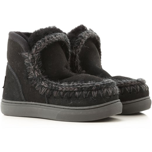 Buty zimowe dziecięce Mou czarne emu bez zapięcia 