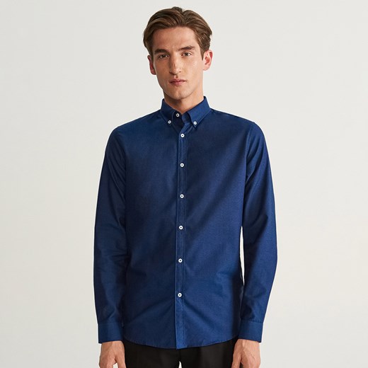 Koszula męska Reserved niebieska z długimi rękawami jesienna 