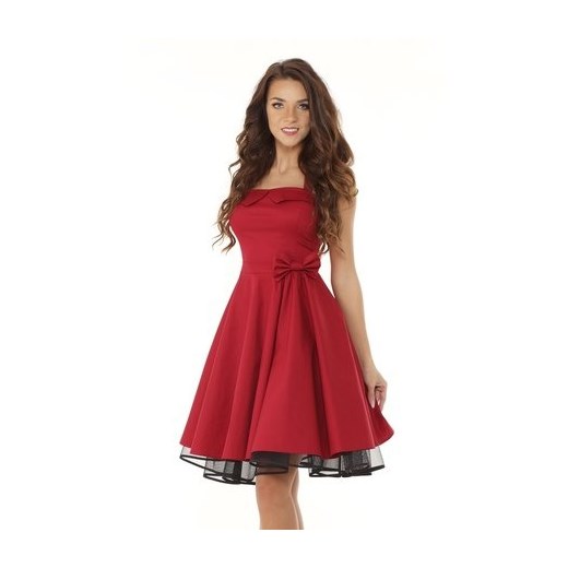 Sukienka Ella Dora na ramiączkach czerwona na sylwestra z gorsetowym dekoltem 