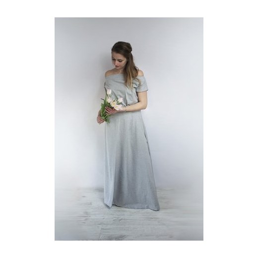 Sukienka Meleksima z krótkim rękawem maxi na spacer wyszczuplająca elegancka 