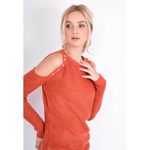 Pomarańczowa sweter damski Zoio bez wzorów 
