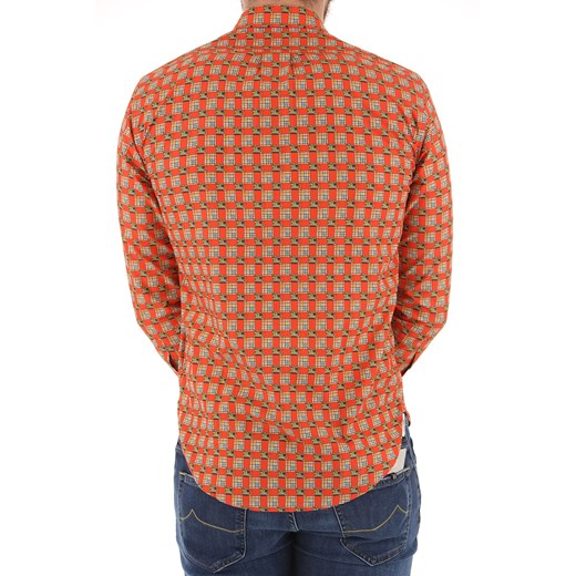 Koszula męska pomarańczowy Burberry z długim rękawem w abstrakcyjnym wzorze 