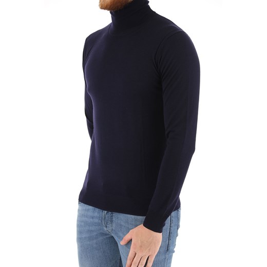 Sweter męski Paolo Pecora niebieski bawełniany 