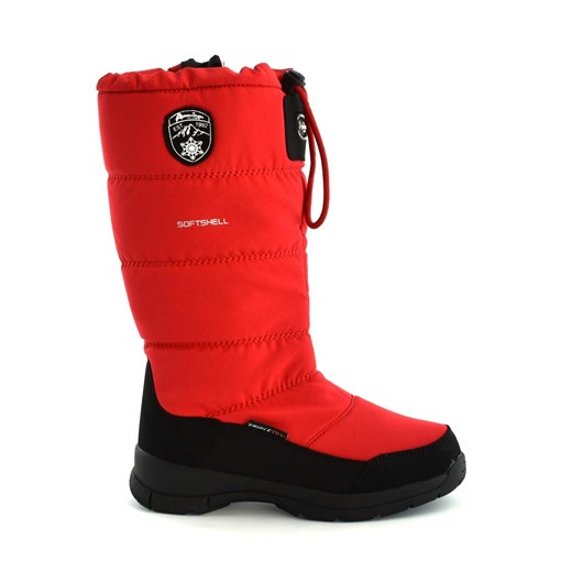 Buty zimowe dziecięce czerwone American Club bez zapięcia bez wzorów 