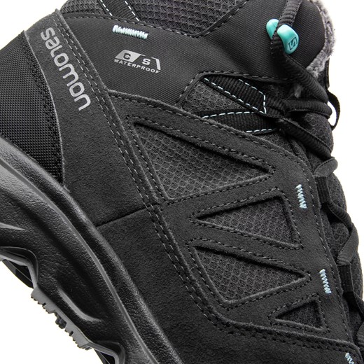 Buty trekkingowe damskie brązowe Salomon sportowe bez wzorów płaskie sznurowane 