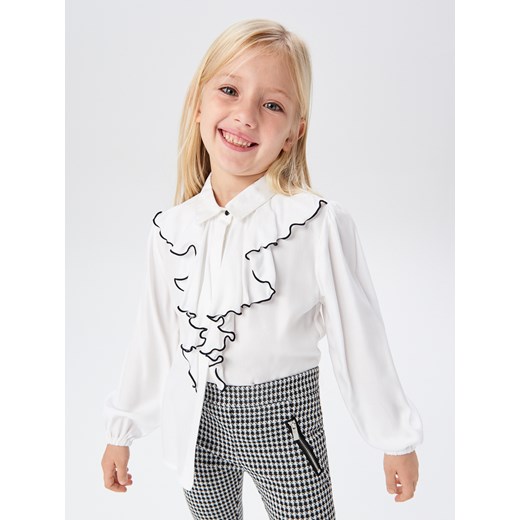 Bluzka dziewczęca Reserved jesienna biała z aplikacjami  