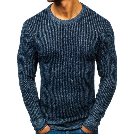 Sweter męski Denley niebieski z elastanu 
