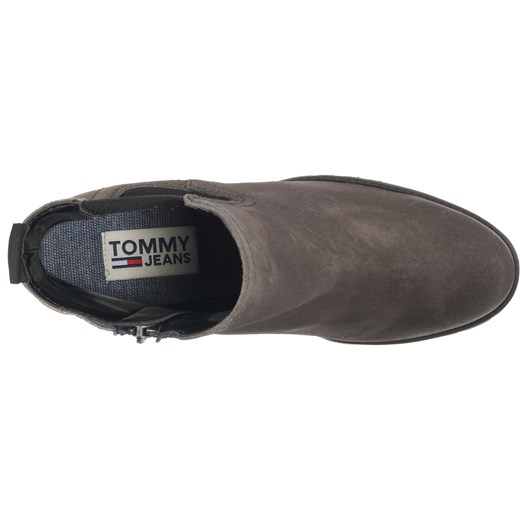 Botki Tommy Jeans brązowe casual bez wzorów z zamkiem skórzane 