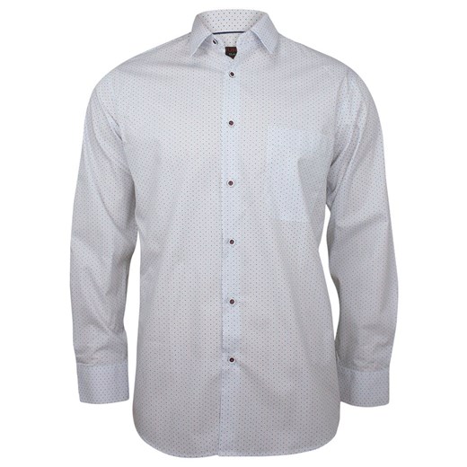 Biała Klasyczna Koszula Męska, Długi Rękaw - JUREL - 100% Bawełna, w Czerwono-Granatowe Kropki KSDWJRL0065 ze sklepu JegoSzafa.pl w kategorii Koszule męskie - zdjęcie 59562415