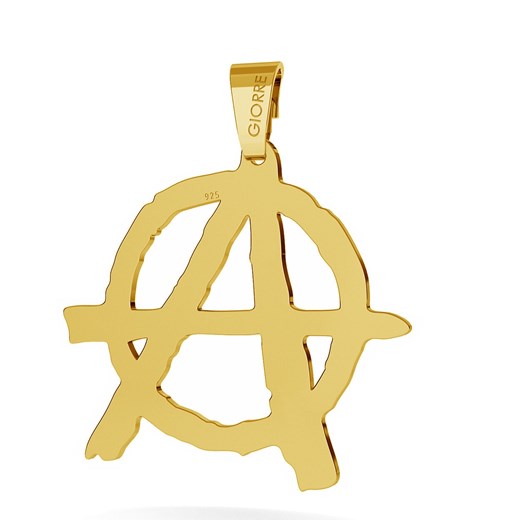 SREBRNY CHARMS ZAWIESZKA ZNAK SYMBOL ANARCHII GRAWER 925 : Kolor pokrycia srebra - Pokrycie Żółtym 24K Złotem, Wariant - Zawieszka Giorre