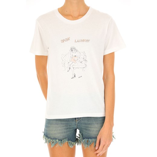 Yves Saint Laurent Koszulka dla Kobiet Na Wyprzedaży, biały, Bawełna, 2019, 40 M