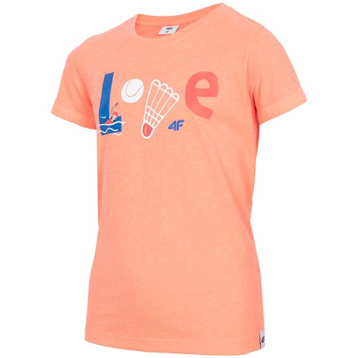 T-shirt dla dużych dziewcząt JTSD212 - koral neon