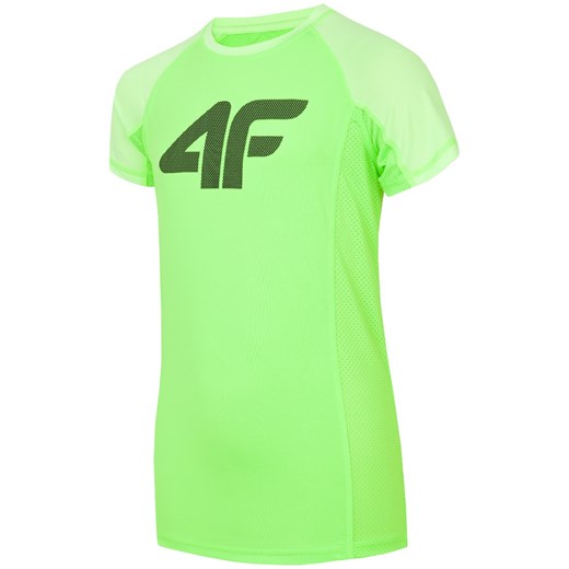 Koszulka sportowa dla dużych dzieci (chłopców) JTSM401 - soczysta zieleń neon