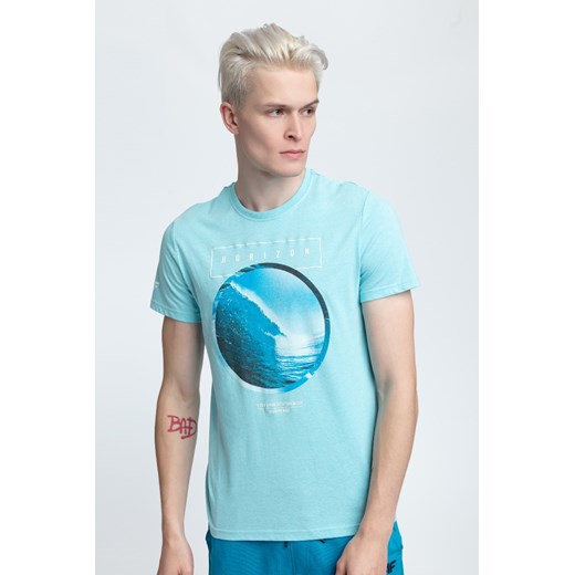 T-shirt męski TSM293 - niebieski melanż