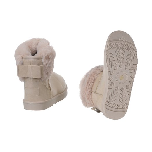 Beżowe śniegowce damskie Family Shoes zimowe ze skóry ekologicznej casualowe bez zapięcia gładkie 
