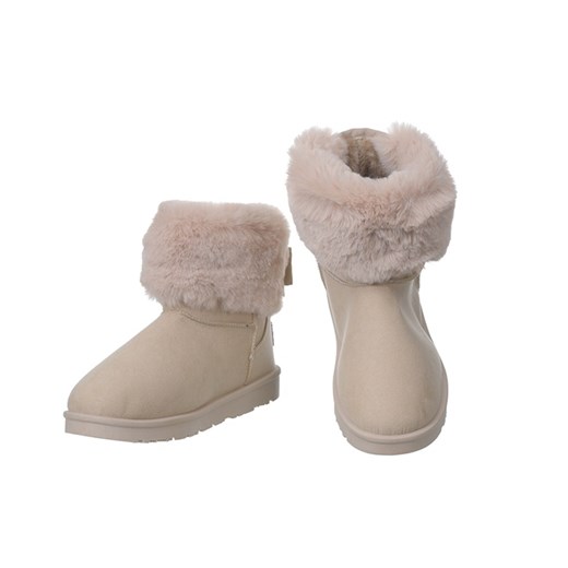 Śniegowce damskie Family Shoes na płaskiej podeszwie ze skóry ekologicznej gładkie bez zapięcia 