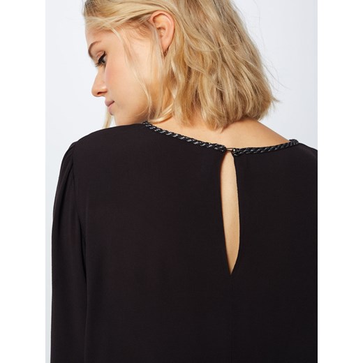 Q/s Designed By bluzka damska czarna z wiskozy z okrągłym dekoltem 
