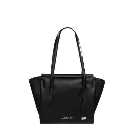 Shopper bag Calvin Klein na wakacje czarna ze skóry 
