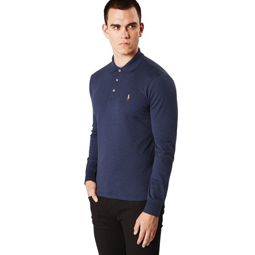 T-shirt męski granatowy Polo Ralph Lauren z długim rękawem tkaninowy 