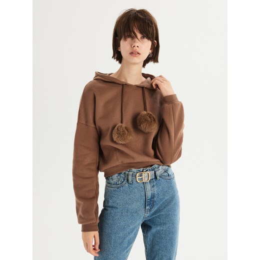 Sinsay - Bluza z detalem - Brązowy Sinsay S