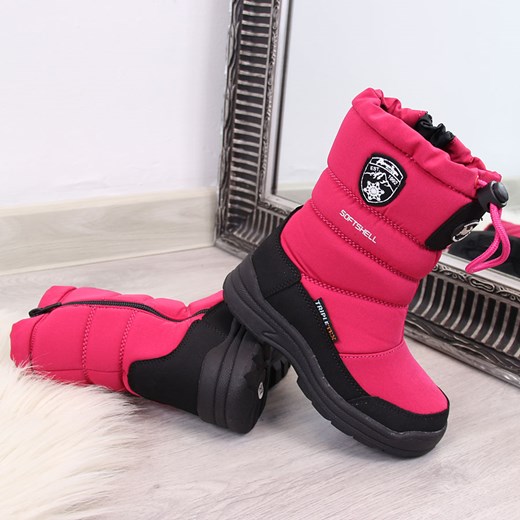 Buty zimowe dziecięce American Club różowe śniegowce bez wzorów 