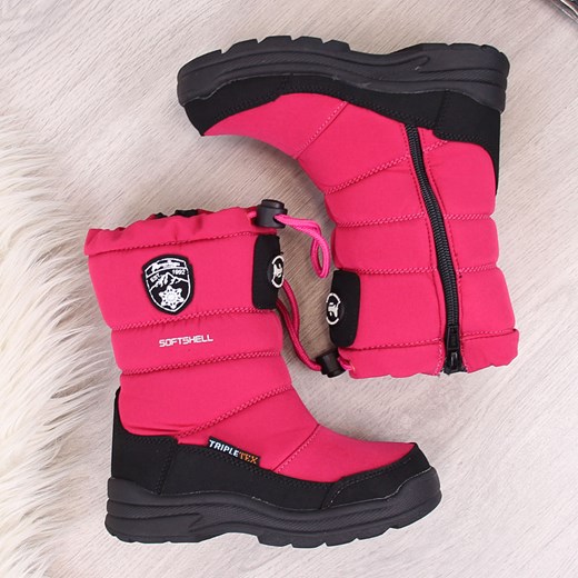 Buty zimowe dziecięce American Club różowe bez wzorów na zamek śniegowce 