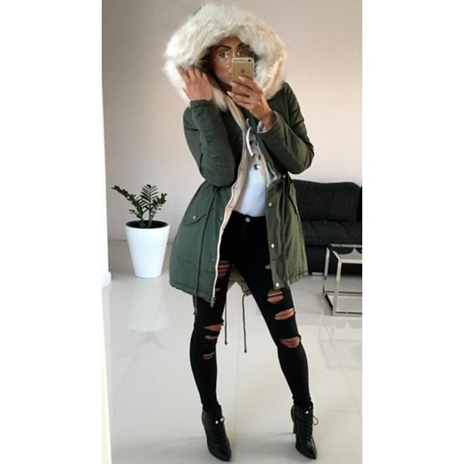 New Collection parka damska zielona z poliestru