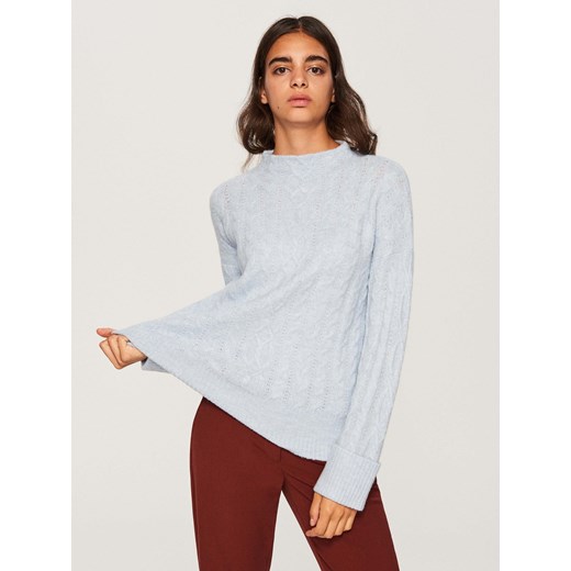 Reserved - Sweter o warkoczowym splocie - Niebieski