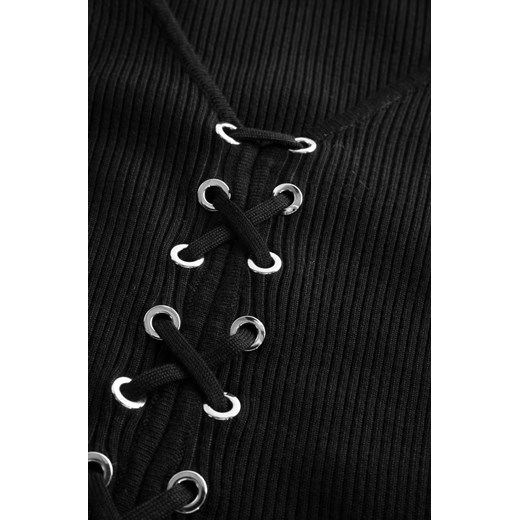 Sukienka ORSAY czarna dopasowana z aplikacjami  z długim rękawem mini na spacer 