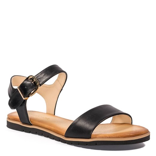 Czarne skórzane sandały na grubej podeszwie 67S ze sklepu NESCIOR w kategorii Sandały damskie - zdjęcie 59990295