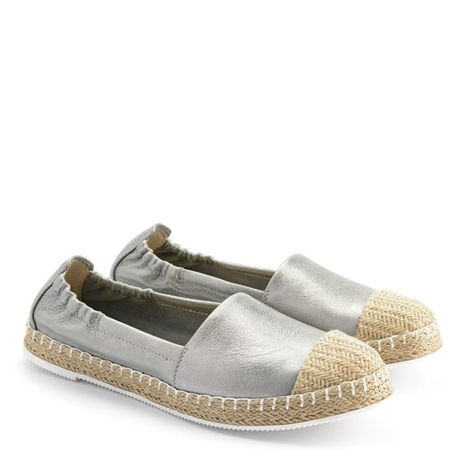 Espadryle damskie na lato ze skóry płaskie casual bez zapięcia bez wzorów 