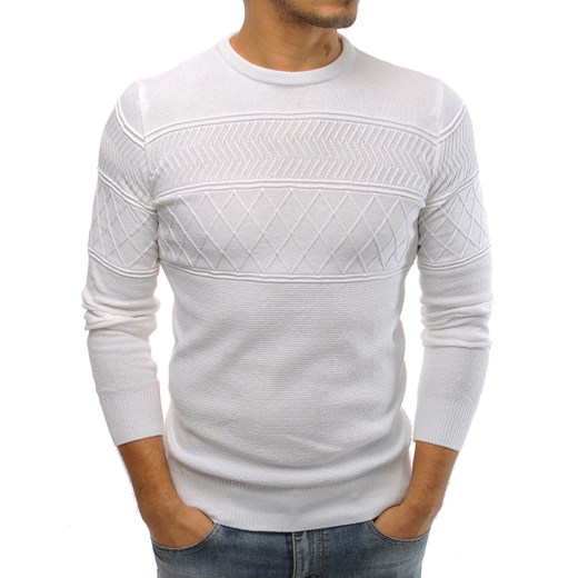 Sweter męski biały (wx1225)  Dstreet M 