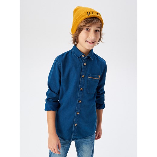 Koszula chłopięca Reserved niebieska bawełniana 