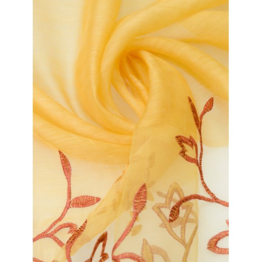 żółty wieczorowy szal z haftowanymi kwiatami  Allora  
