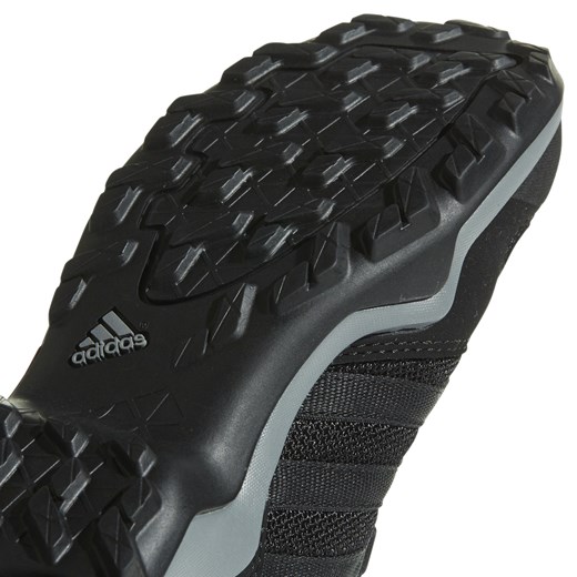 Czarne buty trekkingowe damskie Adidas płaskie sznurowane gładkie sportowe 