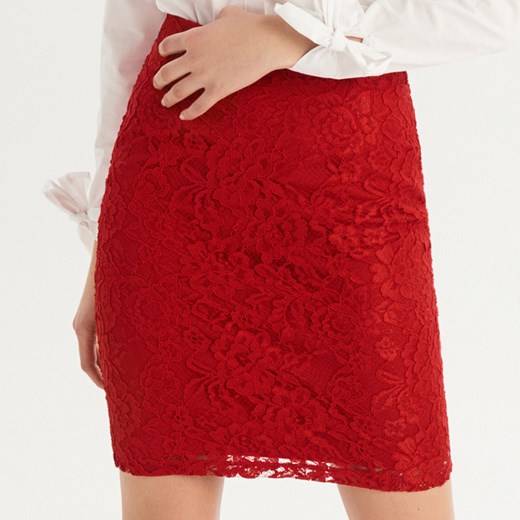 Spódnica Sinsay czerwona koronkowa elegancka 