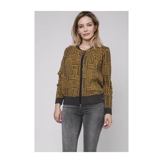 Sweter damski brązowy Mkm Swetry na jesień bez wzorów elegancki 