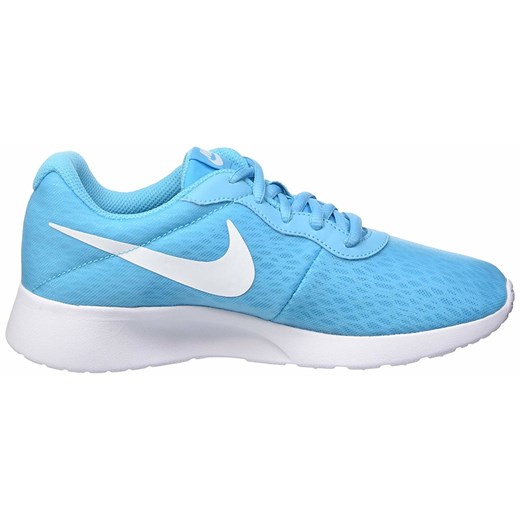 Buty sportowe damskie Nike tanjun niebieskie na koturnie sznurowane gładkie 