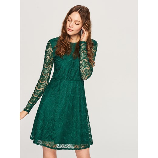 Sukienka Reserved zielona z długim rękawem 