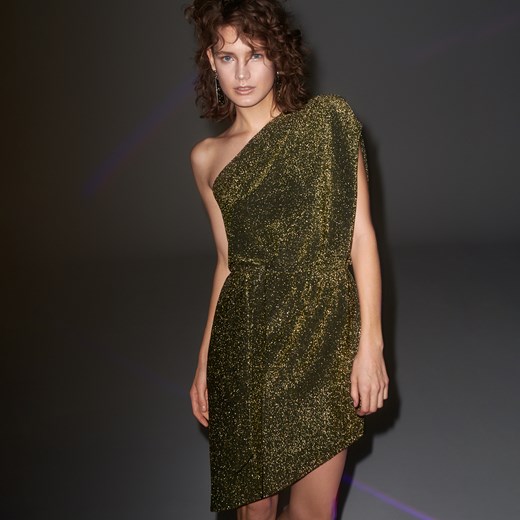 Sukienka Reserved mini glamour asymetryczna z aplikacją na sylwestra 