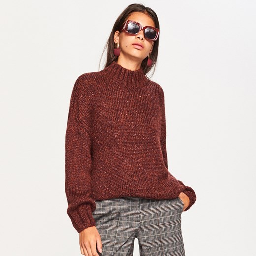 Reserved - Sweter z błyszczącym włóknem - Bordowy