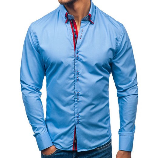 Koszula męska elegancka z długim rękawem błękitna Bolf 2785 Denley  L 